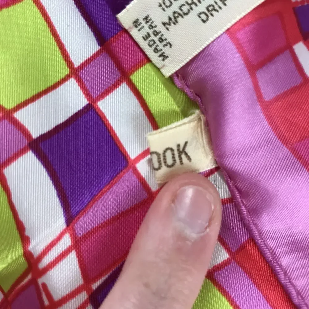 Pink Mod Scarf Sillook Japan Vintage Purple Retro Geometric Colorful Square